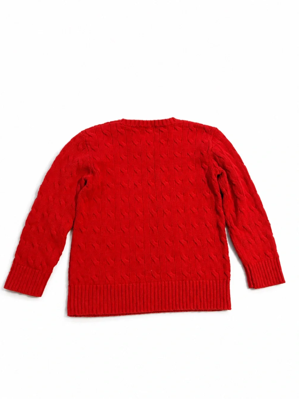 Ralph Lauren Red Cable-Knit Crewneck Sweater